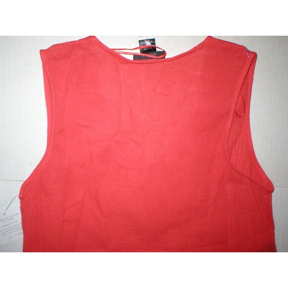 New Natori Sleeveless Maxi Night Gown Dress Embroidered Womens XS Red Orange - Picture 8 of 10